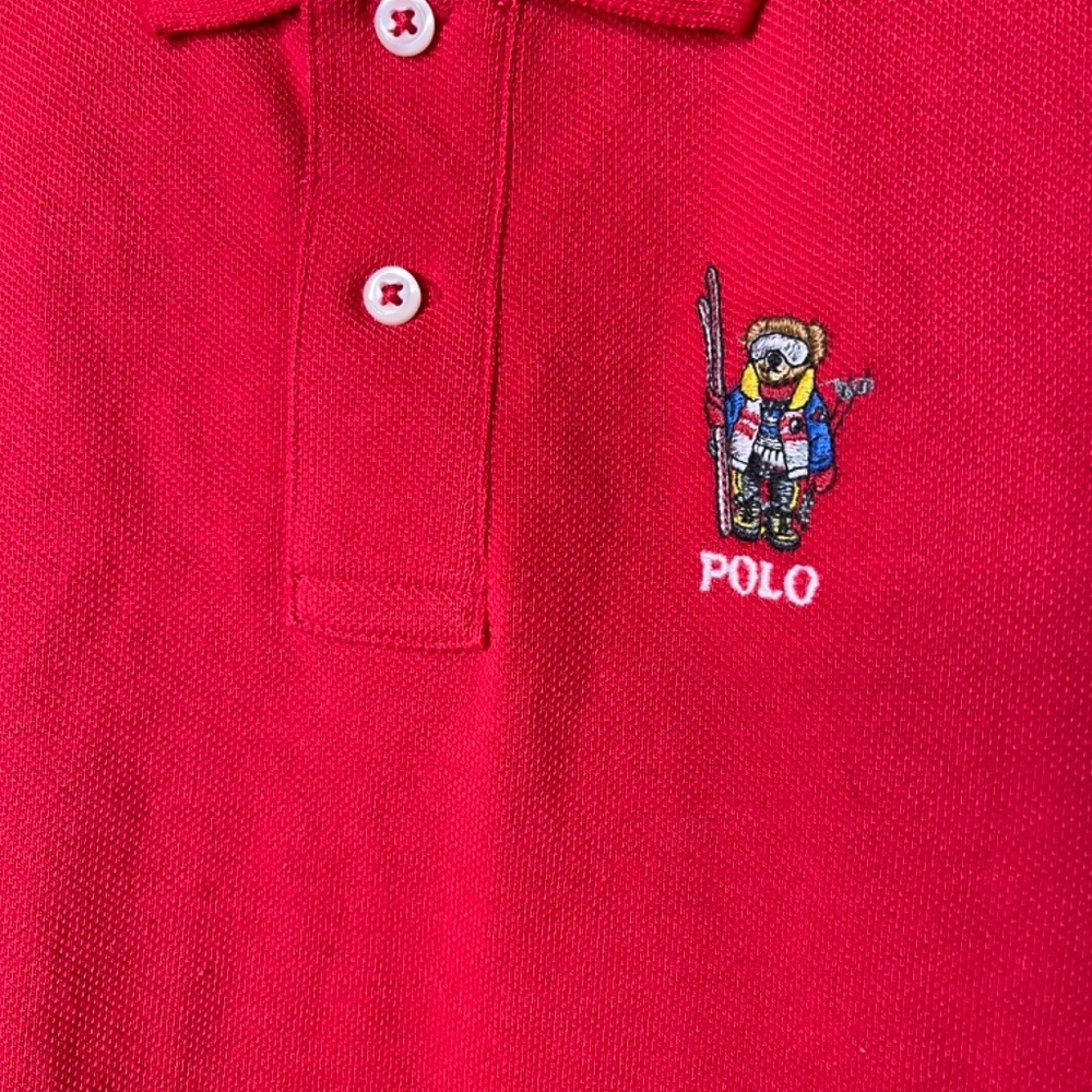 Ralph Lauren Bear Ski Red Kids Polo Shirt - Picture 3 of 6